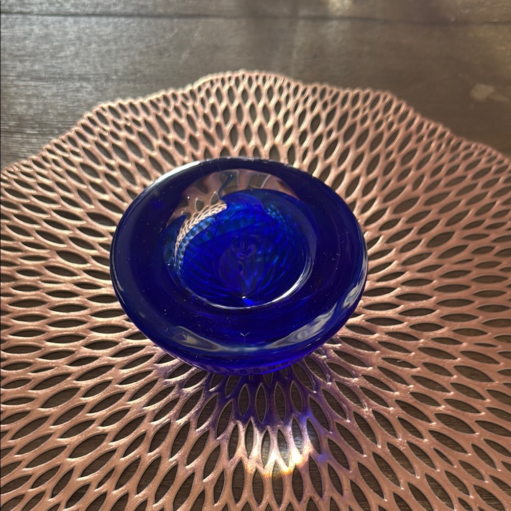 Cobalt Blue Glass Art Bowl +Paper Weight